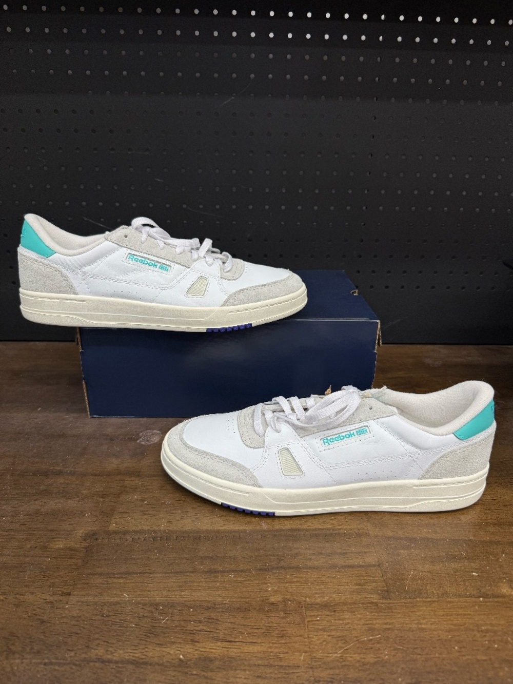 New W/O Box! Men's Reebok LT Court 'My Name Is' White Grey Teal Purple Sneakers